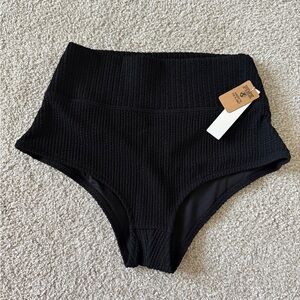 Pink by victoria secret Black High-Waisted Textured cheeky bathing suit bottoms